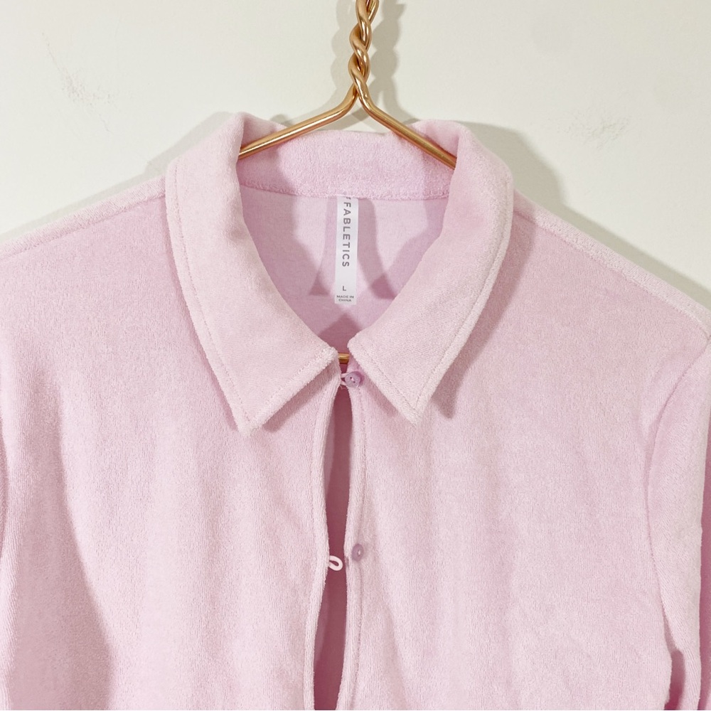Fabletics Large Terry Cloth Button Down Collared … - image 5